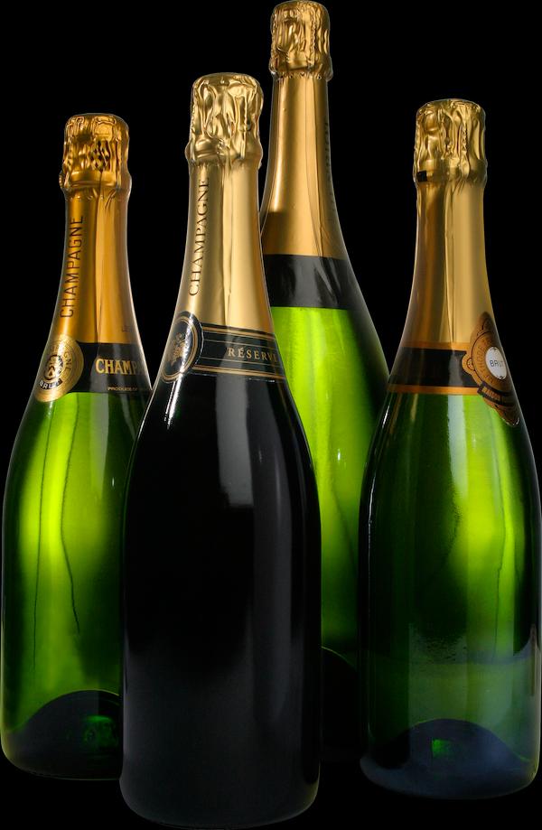 Champagne bottles in different formats including a magnum bottle