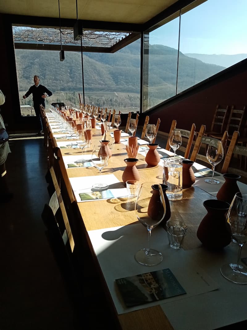 A table setting for a luxurious tasting at a winery